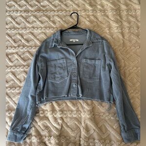 Pacsun light grey distressed corduroy crop top